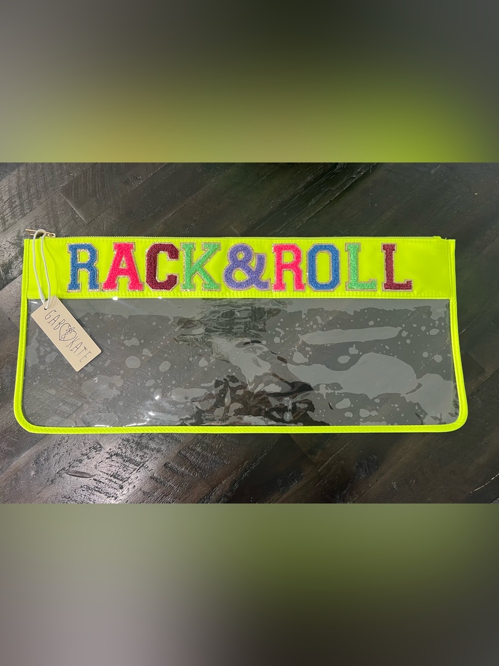 NWT - Mahjong Neon Yellow Clear Zip Pouch